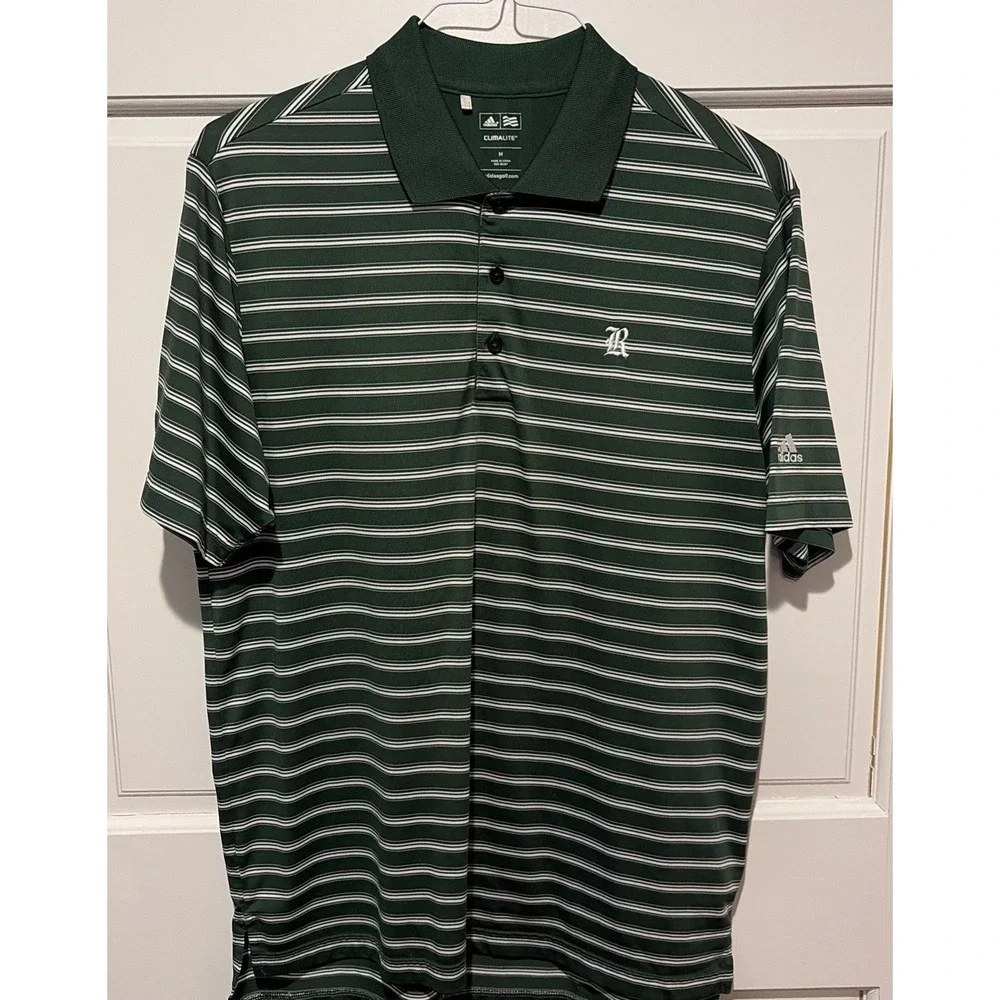 ADIDAS GOLF Green Polo Medium Climalite Three Stripes Polo With Club Logo